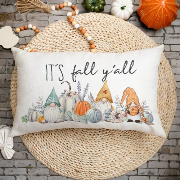 Gnome Pillow Cover Fall Decor Thanksgiving Farmhouse Cottage Accent Throw Case - Picture 3 of 8